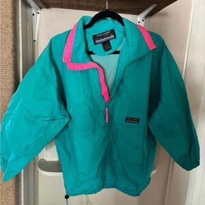 Vintage 80’s White Sierra Turquoise and Pink windbreaker